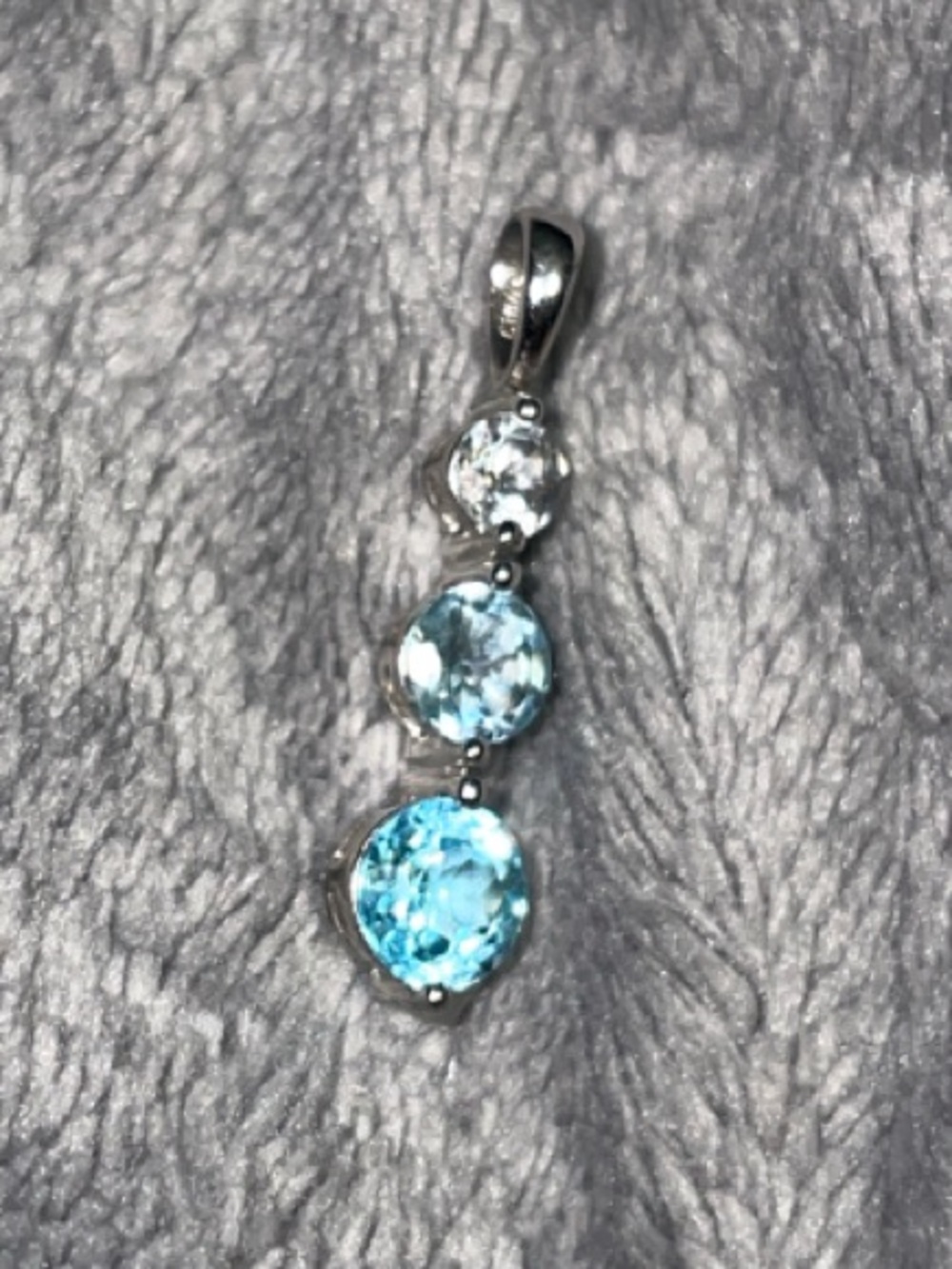 Sterling Silver Blue Topaz Drop Pendant - Blue